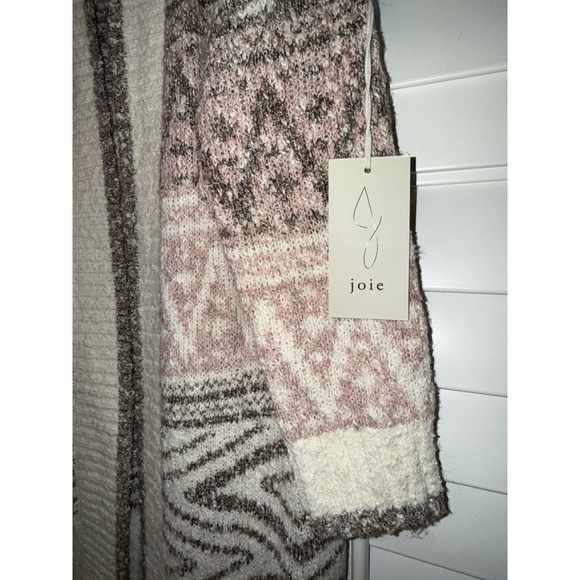 NWT Joie Hooded Aztec Open Long Cardigan Duster Nordic Wool Open Front XS - Picture 3 of 8